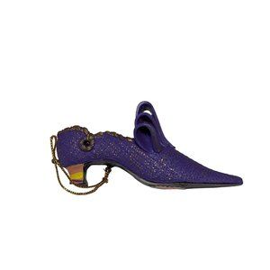 Vintage Victorian Miniature Shoe Ornament Purple High Heel Kitten Heel Purple